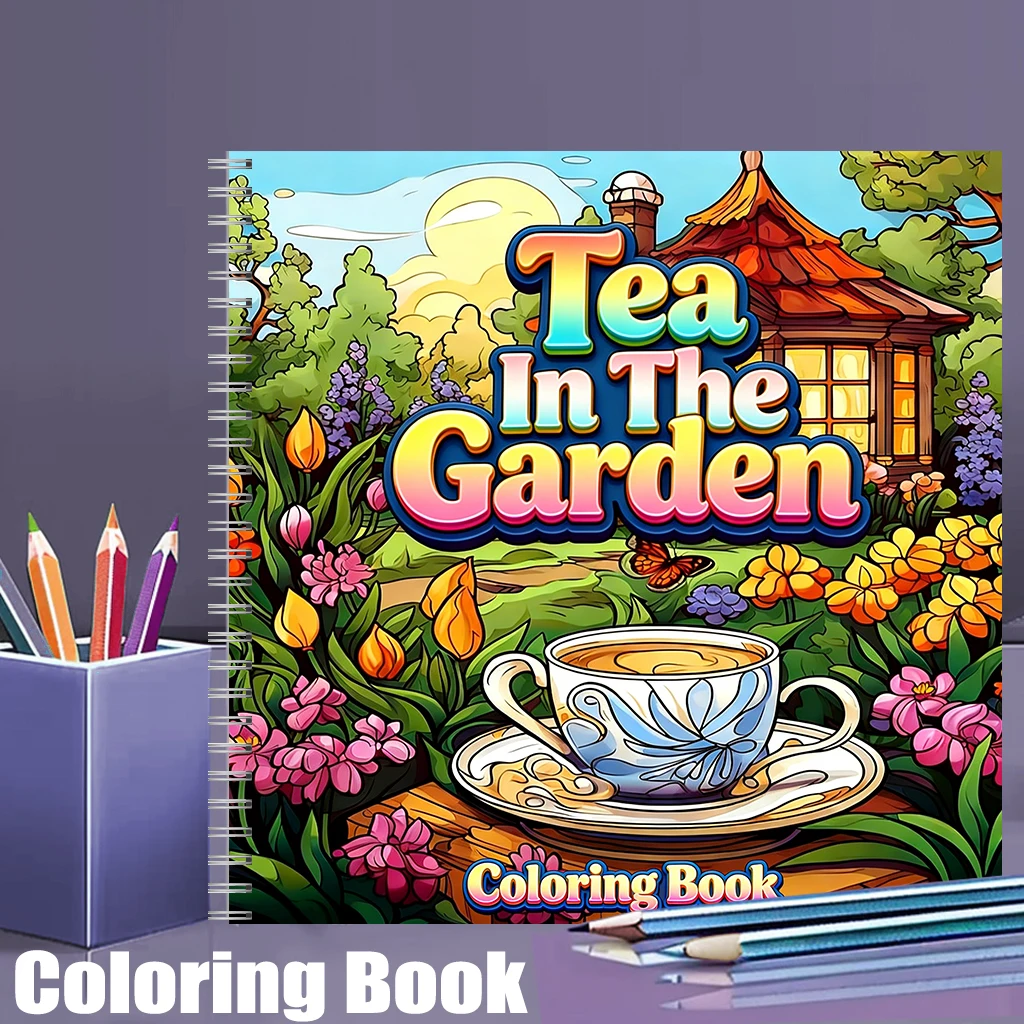 Libro para colorear Tea In The - Adult Coloring Book Stress Relief reseña y precio